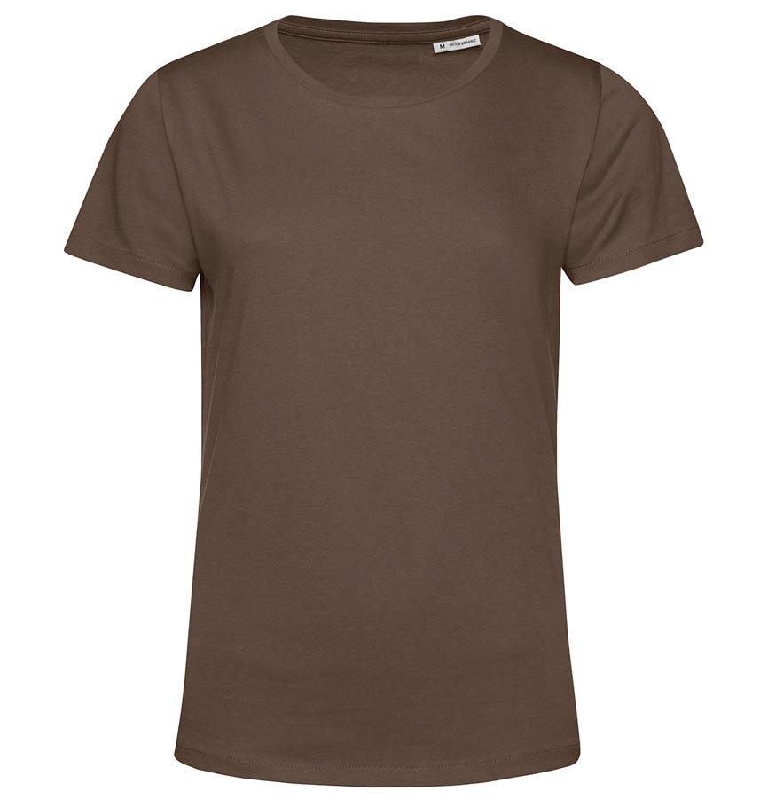 Damski lekki T-shirt organiczny E150 B&C. Kolor czekoladowy