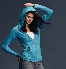 WOMENS` TRI-BLEND FULL ZIP HOODED JACKET  6759L 555