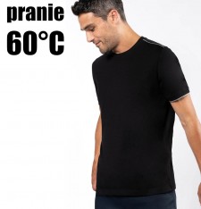 Męski T-shirt z kontrastowymi żyłkami - pranie 60°C