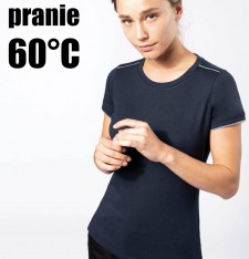 Damski T-shirt z kontrastowymi żyłkami - pranie 60°C