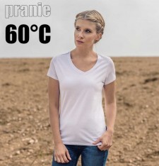 Damski organiczny luksusowy T-shirt z dekoltem V - pranie 60°C