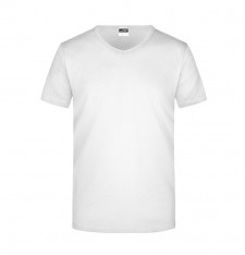 Męski dopasowany T-shirt z dekoltem w serek