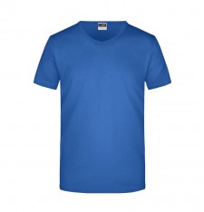 Męski dopasowany T-shirt z dekoltem w serek