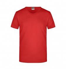 Męski dopasowany T-shirt z dekoltem w serek