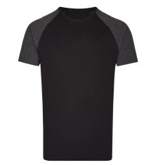 Męski melanżowy T-shirt bejsbolowy