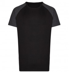 Wydłużony męski melanżowy T-shirt bejsbolowy