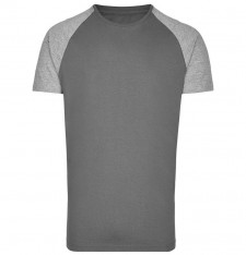 Wydłużony męski melanżowy T-shirt bejsbolowy