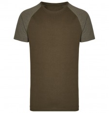 Wydłużony męski melanżowy T-shirt bejsbolowy