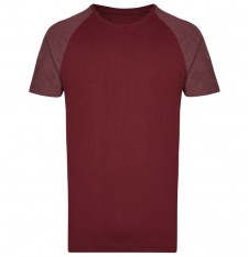 Wydłużony męski melanżowy T-shirt bejsbolowy