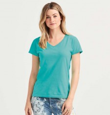 LADIES' MIDWEIGHT V-NECK TEE CC3199 A82