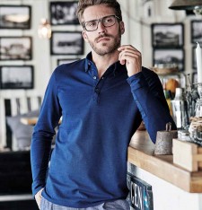 Męskie elastyczne polo Fashion z długimi rękawami