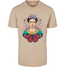 Damski gruby T-shirt z grafiką: Frida Kahlo motyl