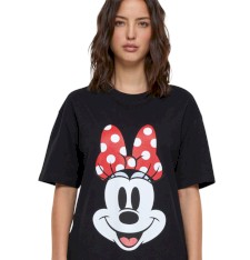 Damski T-shirt oversize z grafiką: uśmiech Minnie