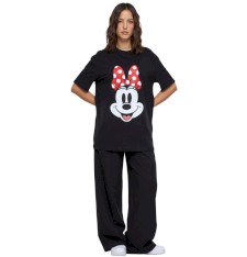 Damski T-shirt oversize z grafiką: uśmiech Minnie