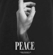 T-shirt z grafiką: PEACE dłoń i motyl