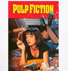 Bardzo gruby T-shirt Oversize z grafiką: plakat Pulp Fiction Bardzo gruby T-shirt Oversize z grafiką: plakat Pulp Fiction