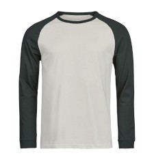 Męski organiczny T-shirt bejsbolowy z długimi rękawami