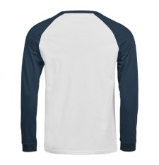 Męski organiczny T-shirt bejsbolowy z długimi rękawami