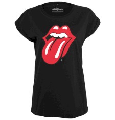Damski top z mini rękawkami z grafiką: język Rolling Stones