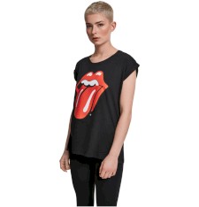 Damski top z mini rękawkami z grafiką: język Rolling Stones