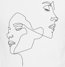Damski T-shirt z grafiką: 2 twarze 1 linia Damski T-shirt z grafiką: 2 twarze 1 linia