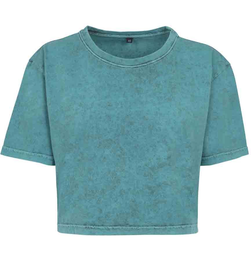 LADIES ACID WASHED CROPPED TEE BY054 534