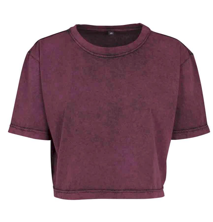 LADIES ACID WASHED CROPPED TEE BY054 534