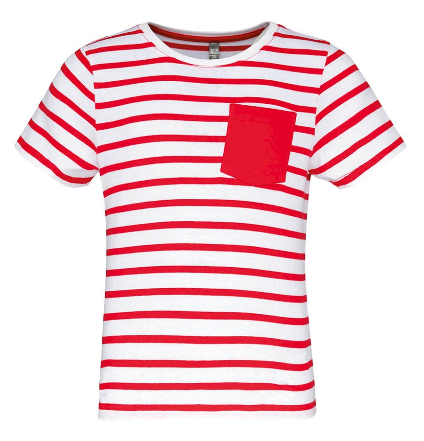 T-SHIRT RAYÉ MARIN AVEC POCHE MANCHES COURTES ENFANT K379 F34